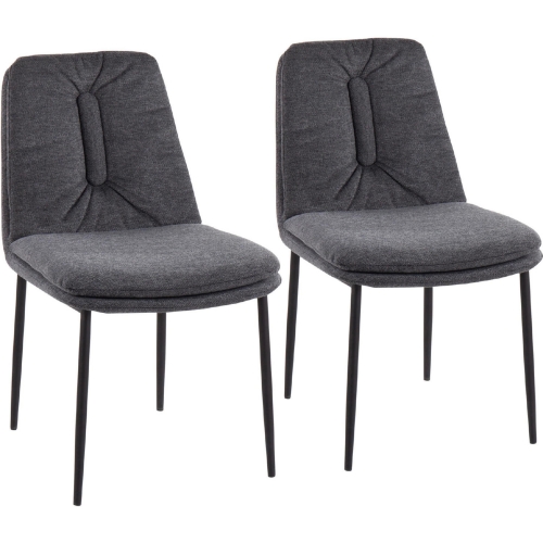 Smith Dining Chair in Charcoal Gray Fabric & Black Steel (Set of 2)